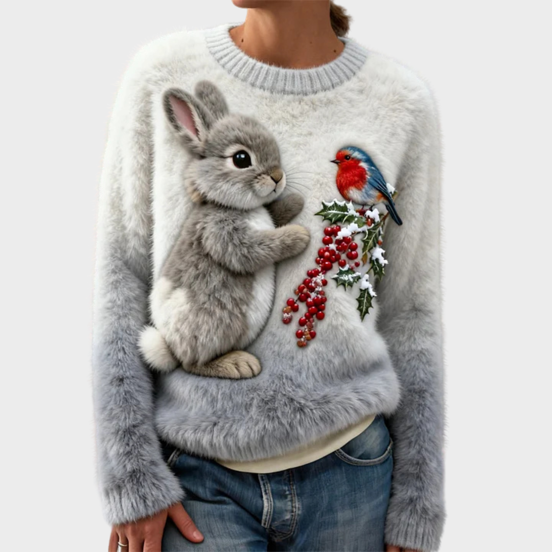 Lucy | Plush jumper with Christmas rabbit