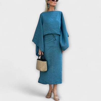 Dana - Kimono obleka izdelana iz lanu in bombaža