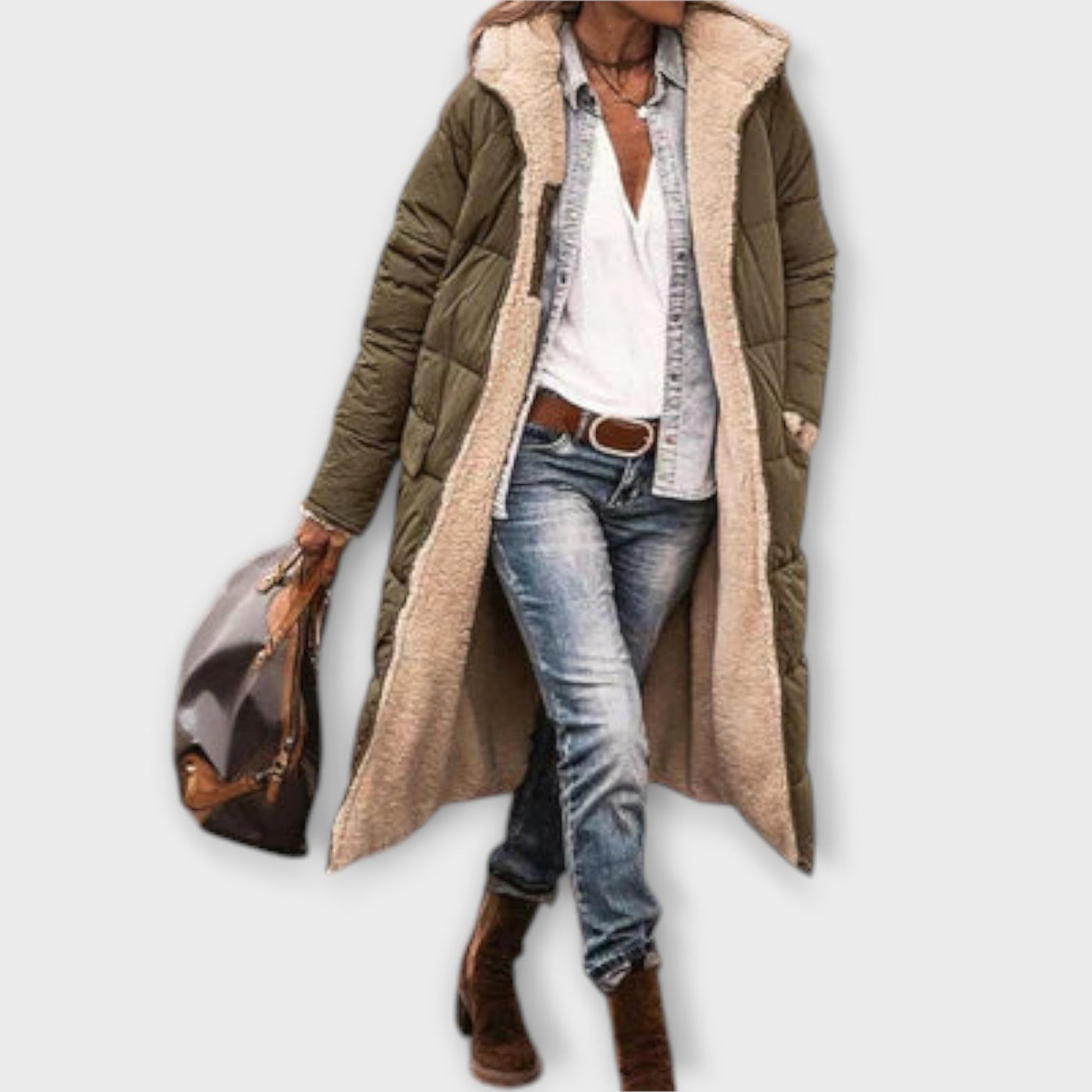 Kora - Topel plašč s krzneno podlogo