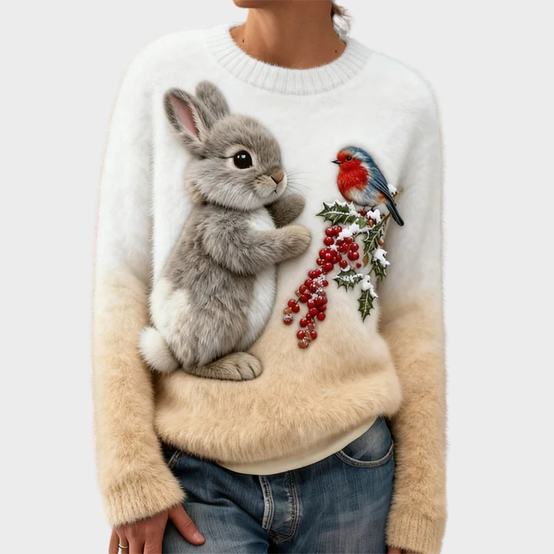 Lucy | Plush jumper with Christmas rabbit
