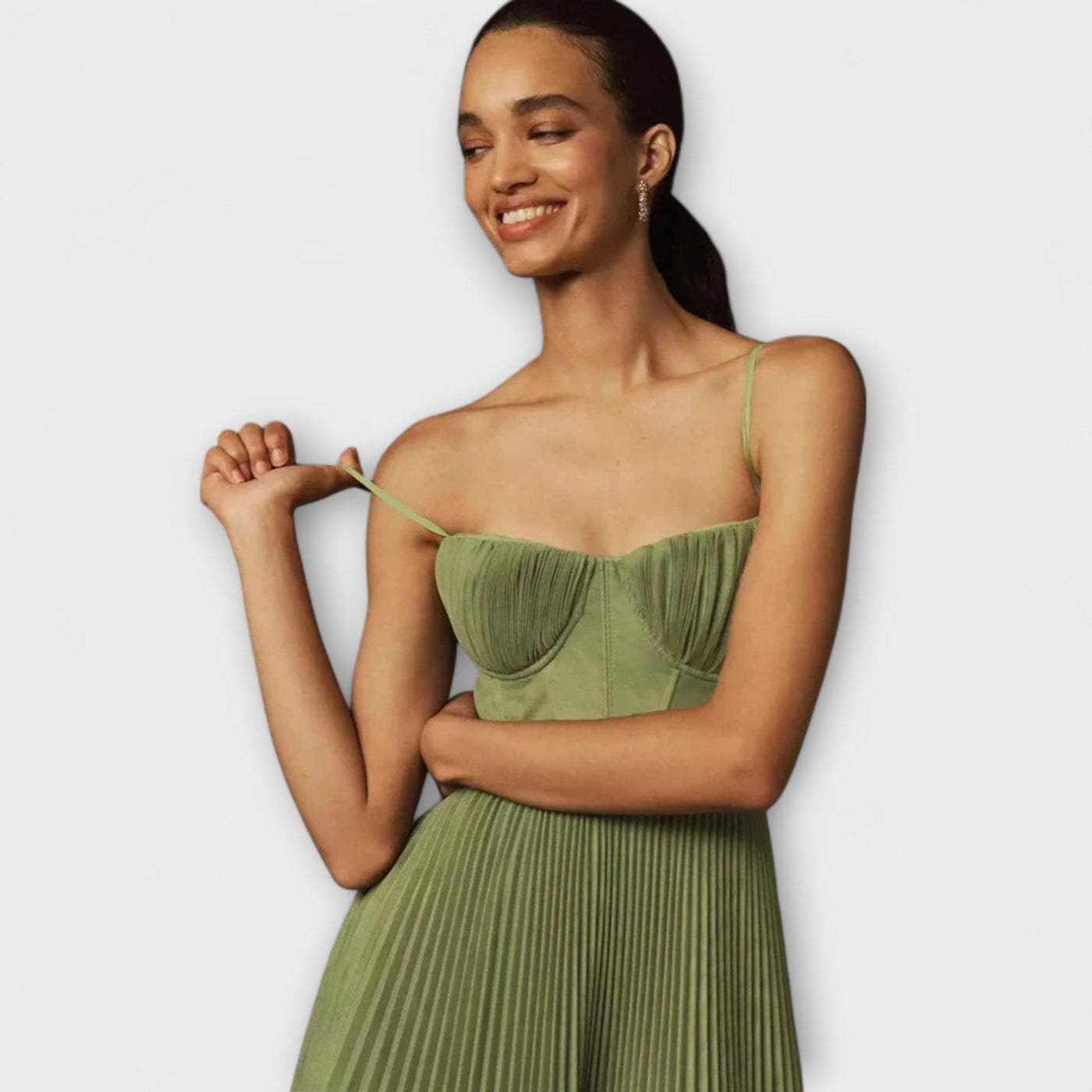 Marilyn - Midi Tylasta Nabranega Krila obleka z Bustierjem