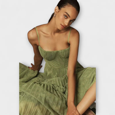 Marilyn - Midi Tylasta Nabranega Krila obleka z Bustierjem