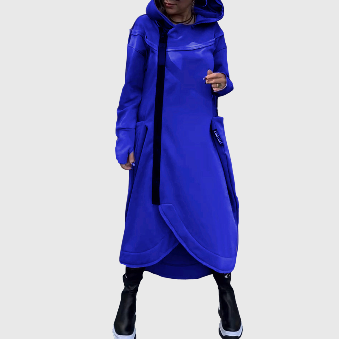 Adriana – Stilska asimetrična bunda s kapuco