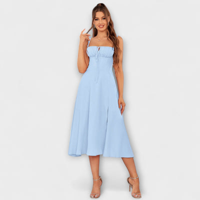 Upanje - Roza top obleka z detajlom razporka