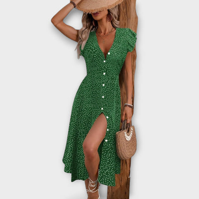 Elegantna Midi Obleka s Pikicami