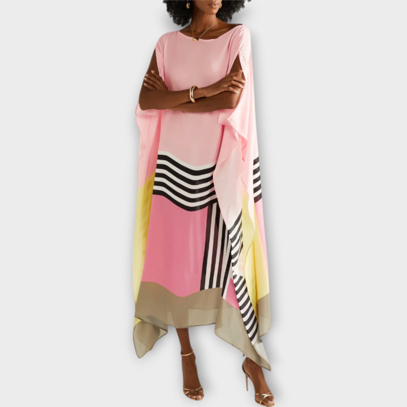 Elenora - Geometrijski kaftan z ohlapnim krojem